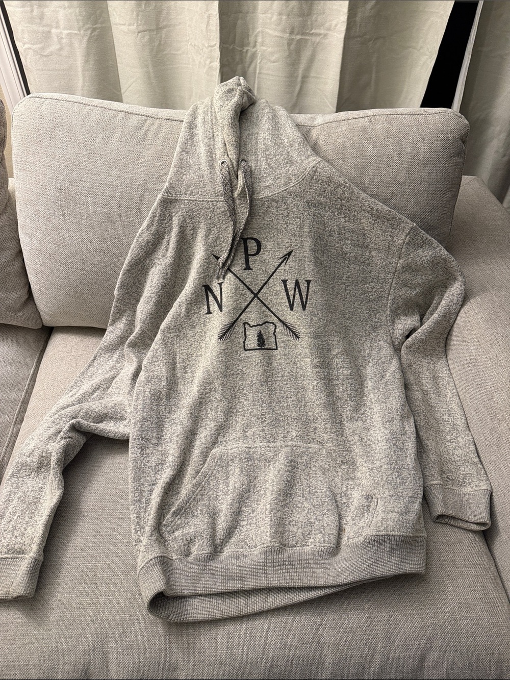 Men's Gray Crewneck Hoodie Sweatshirt with NW Graphic